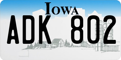 IA license plate ADK802