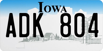 IA license plate ADK804