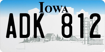 IA license plate ADK812
