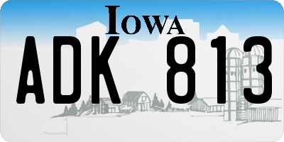 IA license plate ADK813