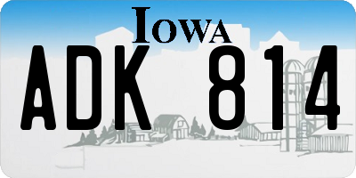 IA license plate ADK814