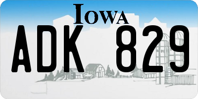 IA license plate ADK829