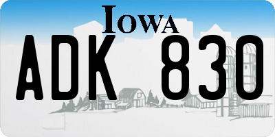 IA license plate ADK830