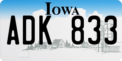 IA license plate ADK833