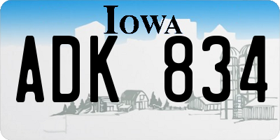 IA license plate ADK834