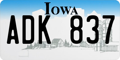 IA license plate ADK837