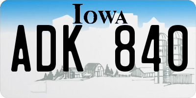 IA license plate ADK840