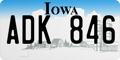 IA license plate ADK846
