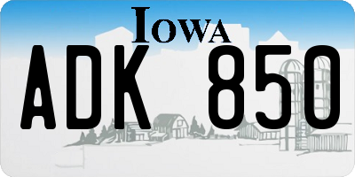 IA license plate ADK850