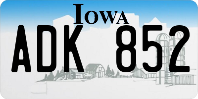 IA license plate ADK852