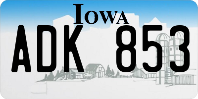 IA license plate ADK853