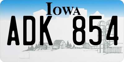 IA license plate ADK854