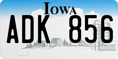 IA license plate ADK856