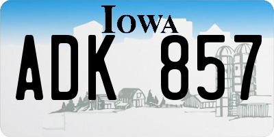 IA license plate ADK857