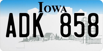 IA license plate ADK858