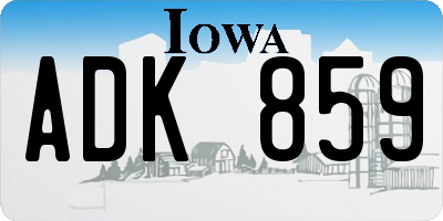 IA license plate ADK859