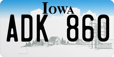 IA license plate ADK860