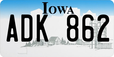 IA license plate ADK862