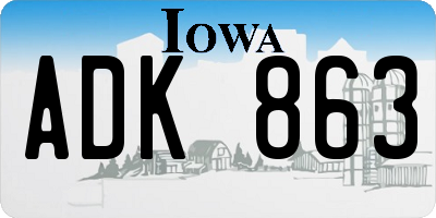 IA license plate ADK863