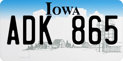 IA license plate ADK865