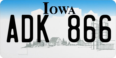 IA license plate ADK866