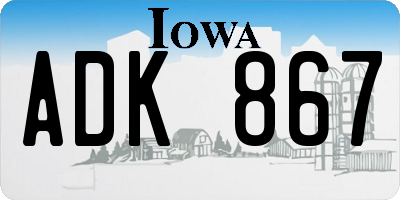 IA license plate ADK867