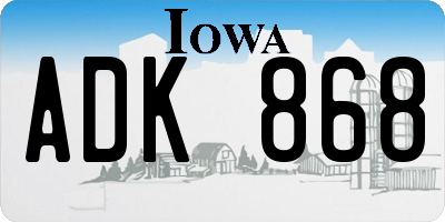IA license plate ADK868