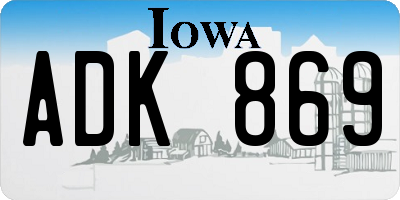 IA license plate ADK869