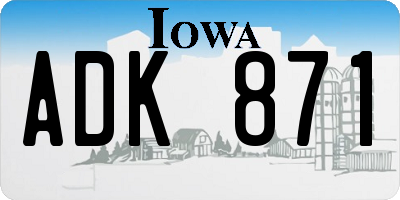 IA license plate ADK871