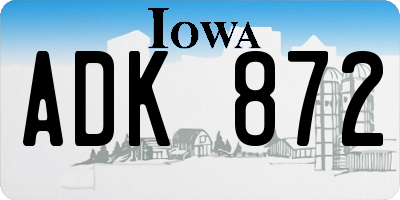 IA license plate ADK872