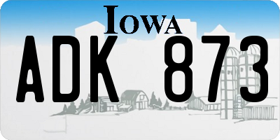 IA license plate ADK873