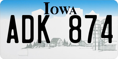 IA license plate ADK874
