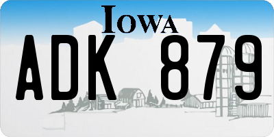 IA license plate ADK879