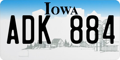 IA license plate ADK884