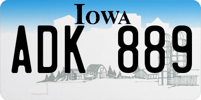 IA license plate ADK889