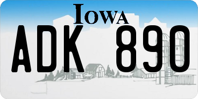 IA license plate ADK890
