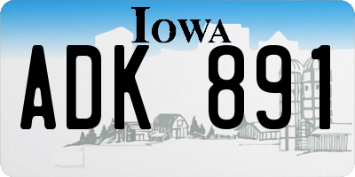 IA license plate ADK891