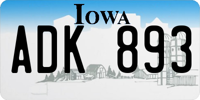 IA license plate ADK893