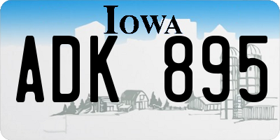 IA license plate ADK895