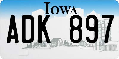 IA license plate ADK897