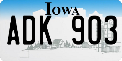 IA license plate ADK903