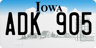 IA license plate ADK905