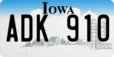 IA license plate ADK910