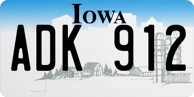 IA license plate ADK912