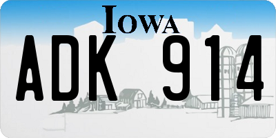 IA license plate ADK914