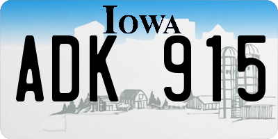 IA license plate ADK915