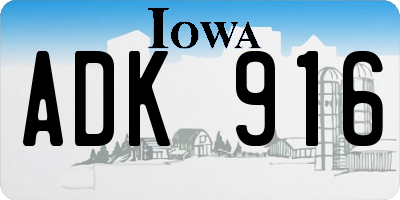 IA license plate ADK916