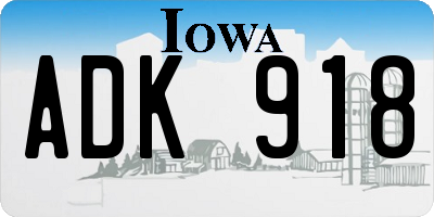 IA license plate ADK918