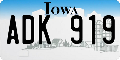 IA license plate ADK919