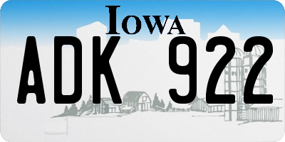 IA license plate ADK922